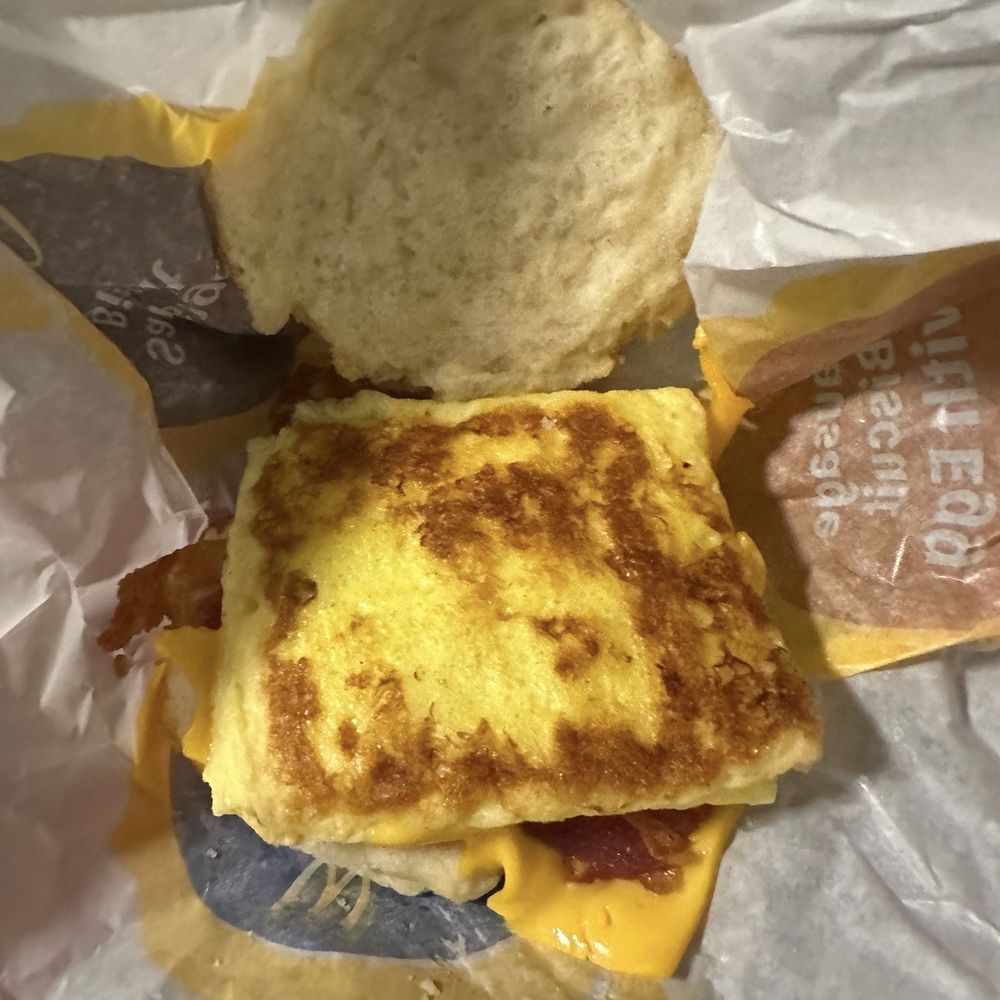 Bacon Egg Cheese Biscuit cooked to death Bacon Egg Cheese Biscuit cooked to death