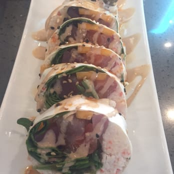 Sushi On Fire - Sexy roll - no rice and the mangoes and greens gave it a super fresh taste! - Sushi Bars Near Me - Long Beach, California Sushi On Fire - Sexy roll - no rice and the mangoes and greens gave it a super fresh taste! - Sushi Bars Near Me - Long Beach, California