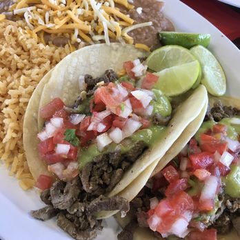 Abelardo's Mexican Fresh - Steak tacos combo with rice and beans. - Mexican Near Me - St Peters, Missouri