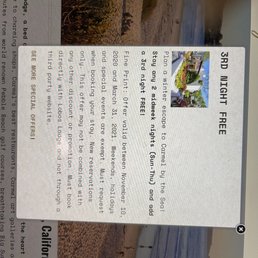 The add showing the deal offered by the hotel. They refused to go or it