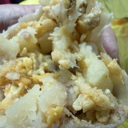 Whole burrito was like this - mashed potato with skin on and cheese.