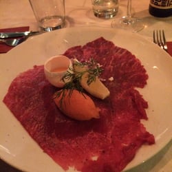 Wersén Restaurang - Steak carpaccio with egg, fish roe & red onion.