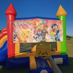 A & B Party Rentals - 13x22 Bounce House w/ Slide, obstacle pillars, and basketball hoop inside. Perfect for all your keiki parties.