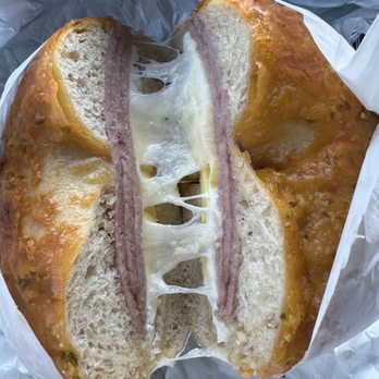 Dan’s Bagels - Ham egg and cheese on jalapeño cheddar. - Bagels Near Me - Trophy Club, Texas Dan’s Bagels - Ham egg and cheese on jalapeño cheddar. - Bagels Near Me - Trophy Club, Texas