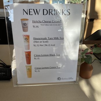 Boba Bliss - Menu as of 12/18/21 - Bubble Tea Near Me - Mountain View, California