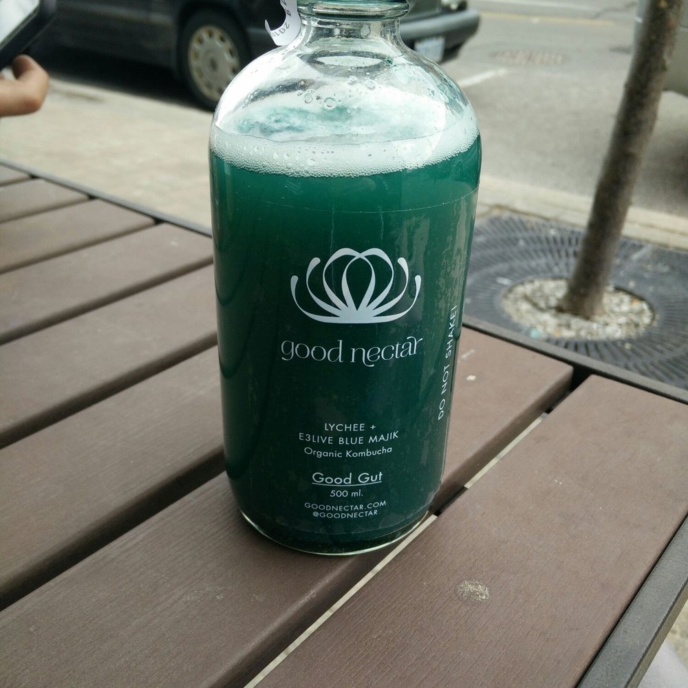 Lychee + Blue Majik Kombucha. Great taste! Lychee + Blue Majik Kombucha. Great taste!