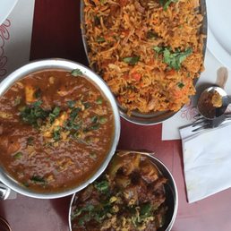Chicken biryani, chicken kadhai and matter paneer Chicken biryani, chicken kadhai and matter paneer