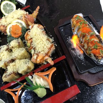 Mr. Sushi & Mrs. Roll - Salmon crunch roll, fried Crazy California roll, OMG roll and the Baked salmon on - Sushi Bars Near Me - Ashburn, Virginia Mr. Sushi & Mrs. Roll - Salmon crunch roll, fried Crazy California roll, OMG roll and the Baked salmon on - Sushi Bars Near Me - Ashburn, Virginia