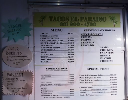 Menu photo 4 Tacos El Paraiso Buttonwillow, CA Menu photo 4 Tacos El Paraiso Buttonwillow, CA