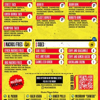 Mexican Seoul - full menu - Food Trucks Near Me - Seattle, Washington
