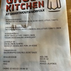 Ghost Kitchen - Menu July 29, 2024