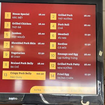 Paris Bakery - Legible Photo of their Menu Prices for Banh Mi as of 08/06/2024 - Bakeries Near Me - San Diego, California