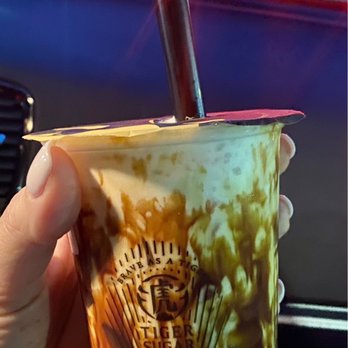 Tiger Sugar - S1 Black Sugar Milk with Boba, Pearl & Cream Mousse - Bubble Tea Near Me - Brooklyn, New York Tiger Sugar - S1 Black Sugar Milk with Boba, Pearl & Cream Mousse - Bubble Tea Near Me - Brooklyn, New York
