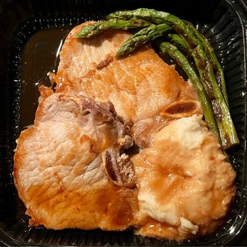 Perkins American Food - Pork chop dinner with teriyaki glaze, side of mashed potatoes and a side of asparagus. - Bakeries Near Me - Great Bend, Kansas Perkins American Food - Pork chop dinner with teriyaki glaze, side of mashed potatoes and a side of asparagus. - Bakeries Near Me - Great Bend, Kansas