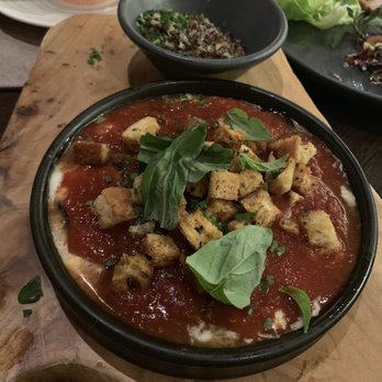 Harvest - Braised eggplant with tomato, basil, burrata, herb crouton and quinoa. - New American Near Me - Las Vegas, Nevada Harvest - Braised eggplant with tomato, basil, burrata, herb crouton and quinoa. - New American Near Me - Las Vegas, Nevada
