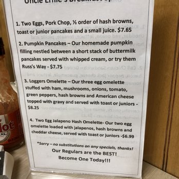 Uncle Ernie's Pancake House - Specials - Breakfast & Brunch Near Me - Kalamazoo, Michigan Uncle Ernie's Pancake House - Specials - Breakfast & Brunch Near Me - Kalamazoo, Michigan
