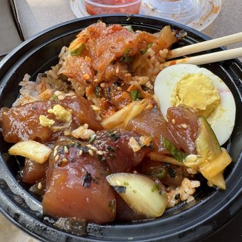 STR8CHEFIN - Poke Bowl with 2 choices. I got the sweet kimchi poke and the garlic poke. Heavenly delish! - Ramen Near Me STR8CHEFIN - Poke Bowl with 2 choices. I got the sweet kimchi poke and the garlic poke. Heavenly delish! - Ramen Near Me