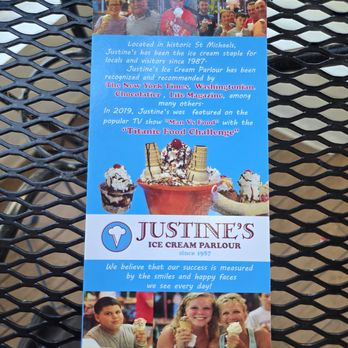 Justine's Ice Cream Parlour - Ice Cream & Frozen Yogurt Near Me - Saint Michaels, Maryland Justine's Ice Cream Parlour - Ice Cream & Frozen Yogurt Near Me - Saint Michaels, Maryland