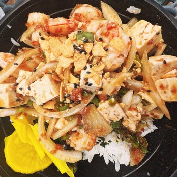 HanaPa'a Market - Shrimp and tofu poke bowl with garlic sauce and furikake on sushi rice - Seafood Near Me - Honolulu, Hawaii HanaPa'a Market - Shrimp and tofu poke bowl with garlic sauce and furikake on sushi rice - Seafood Near Me - Honolulu, Hawaii