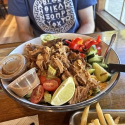 Backwoods Burgers - The salad was huuuge with pulled pork! Yummmm! The balsamic dressing was delicious!