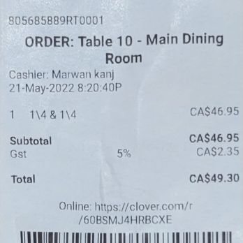 Wild Thyme - Receipt - Lebanese Near Me - New Westminster, British Columbia Wild Thyme - Receipt - Lebanese Near Me - New Westminster, British Columbia