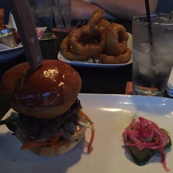 Morrison - Old smokey burger and a side of Maui onion rings - Gastropubs Near Me - Los Angeles, California Morrison - Old smokey burger and a side of Maui onion rings - Gastropubs Near Me - Los Angeles, California
