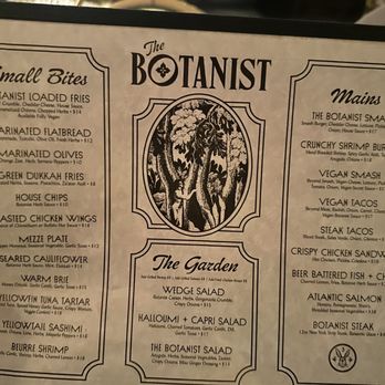 The Botanist - Menu - Cocktail Bars Near Me - Bakersfield, California