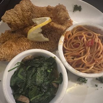 Noir Kitchen & Cocktails - Cajun catfish, spinach and mushrooms, spaghetti - Soul Food Near Me - Nashville, Tennessee