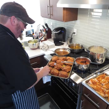 Wich Wagon - Chef Patrick checking the temperature of the fried chicken. - Caterers Near Me Wich Wagon - Chef Patrick checking the temperature of the fried chicken. - Caterers Near Me