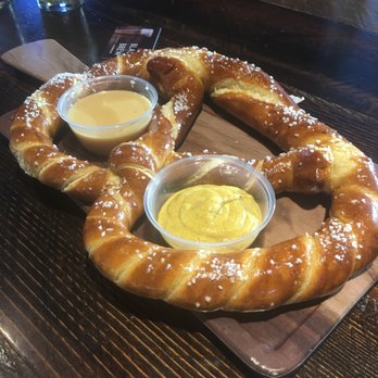 Blast & Brew - Pretzel appetizer with beer cheese and mustard. Beer cheese was my favorite! - Pizza Near Me - Clovis, California