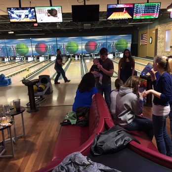 Great Escape - Part of our group. Loved the seating area just for us. - Bowling Near Me - Pleasant Hill, Iowa