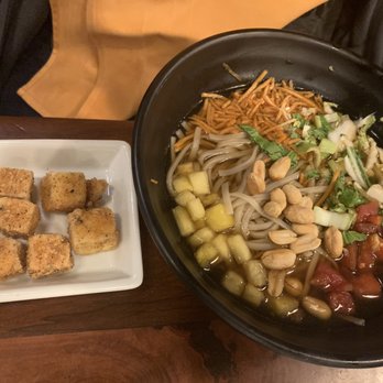 Kona Cafe - Noodle bowl - veggie.... the crouton looking things is the tofu it comes with - Sushi Bars Near Me - Lake Buena Vista, Florida Kona Cafe - Noodle bowl - veggie.... the crouton looking things is the tofu it comes with - Sushi Bars Near Me - Lake Buena Vista, Florida