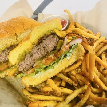 High Point Grill - A cheeseburger with lettuce, cheese, and a beef patty, served with a side of French fries and ketchup. - Sandwiches Near Me - Albuquerque, New Mexico
