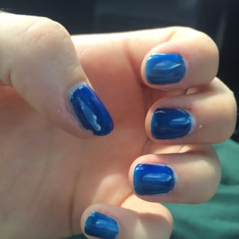 Elite Nails - This was just after 3 days, you can see how uneven the polish itself is and how they didn't even get near my cuticle. - Nail Salons Near Me - Lake Havasu City, Arizona