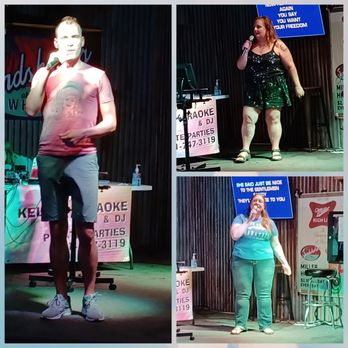 Sandshaker at the Wharf - Jeremiah, Catherine & Erin doing karaoke - Bars Near Me - Orange Beach, Alabama