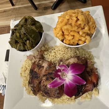 Blended Flavors - Jerk Chicken dinner with Turkey Collard Greens &  Macaroni & Cheese - Southern Near Me - Linden, New Jersey