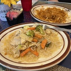 Sawaddee Thai Cuisine - Red curry with noodles & pad Thai with chicken.