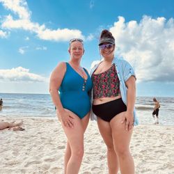Beach Bazaar - Aunt and niece in our new swimwear