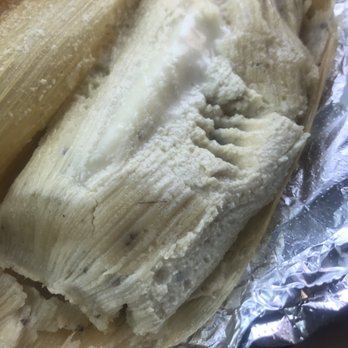 Sonora Food Products - Tamal queso, creamy gritty uncooked masa (fork indent in raw part) - Mexican Near Me - Artesia, California