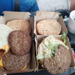 McDonald's - Half eating meat nothing on other