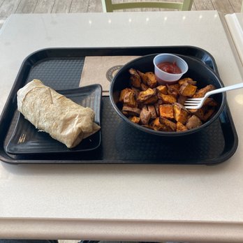 Copper Branch - Falafel wrap and sweet potato cubes - Vegan Near Me - Brampton, Ontario
