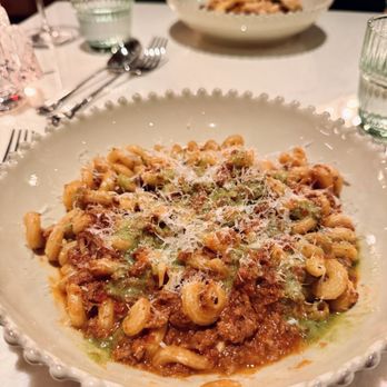 Hypsi - Cavatappi Duck bolognese, marjoram pesto, Parmesan - Italian Near Me - Houston, Texas