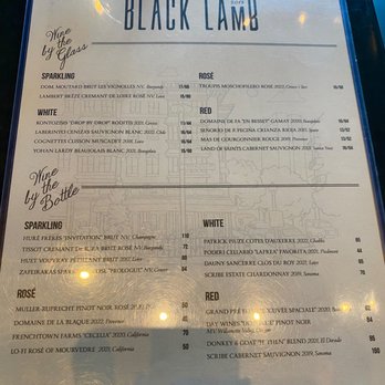 Black Lamb - Wine menu (June 2023) - New American Near Me - Boston, Massachusetts