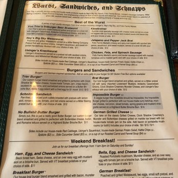 Von Trier - Menu 1 as of July 2018 - Pubs Near Me - Milwaukee, Wisconsin Von Trier - Menu 1 as of July 2018 - Pubs Near Me - Milwaukee, Wisconsin
