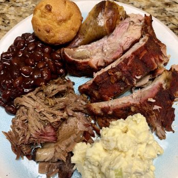 Poulich Pit BBQ - At home my plate of meats and sides - Barbeque Near Me - New Stanton, Pennsylvania