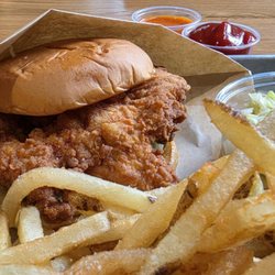 Super Chix calls it hand breaded, I call it fried.