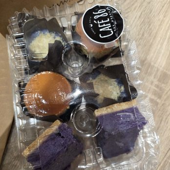 Cafe 86 - Variety of ube pastries: ube butter bar, leche flan ube cupcake, ube crack cheesecake - Desserts Near Me - Daly City, California Cafe 86 - Variety of ube pastries: ube butter bar, leche flan ube cupcake, ube crack cheesecake - Desserts Near Me - Daly City, California