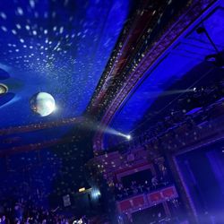 The Vic Theatre - The disco ball lighting up the upper lodge area