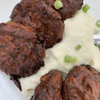 Plateia Mediterranean Kitchen Bar - Zucchini Fritters (Kolokithokeftedes) with this garlic/mashed potato dip? - Bars Near Me - Glenview, Illinois Plateia Mediterranean Kitchen Bar - Zucchini Fritters (Kolokithokeftedes) with this garlic/mashed potato dip? - Bars Near Me - Glenview, Illinois