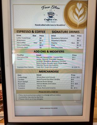 Menu photo 1 Four Star Coffee Brookfield, IL